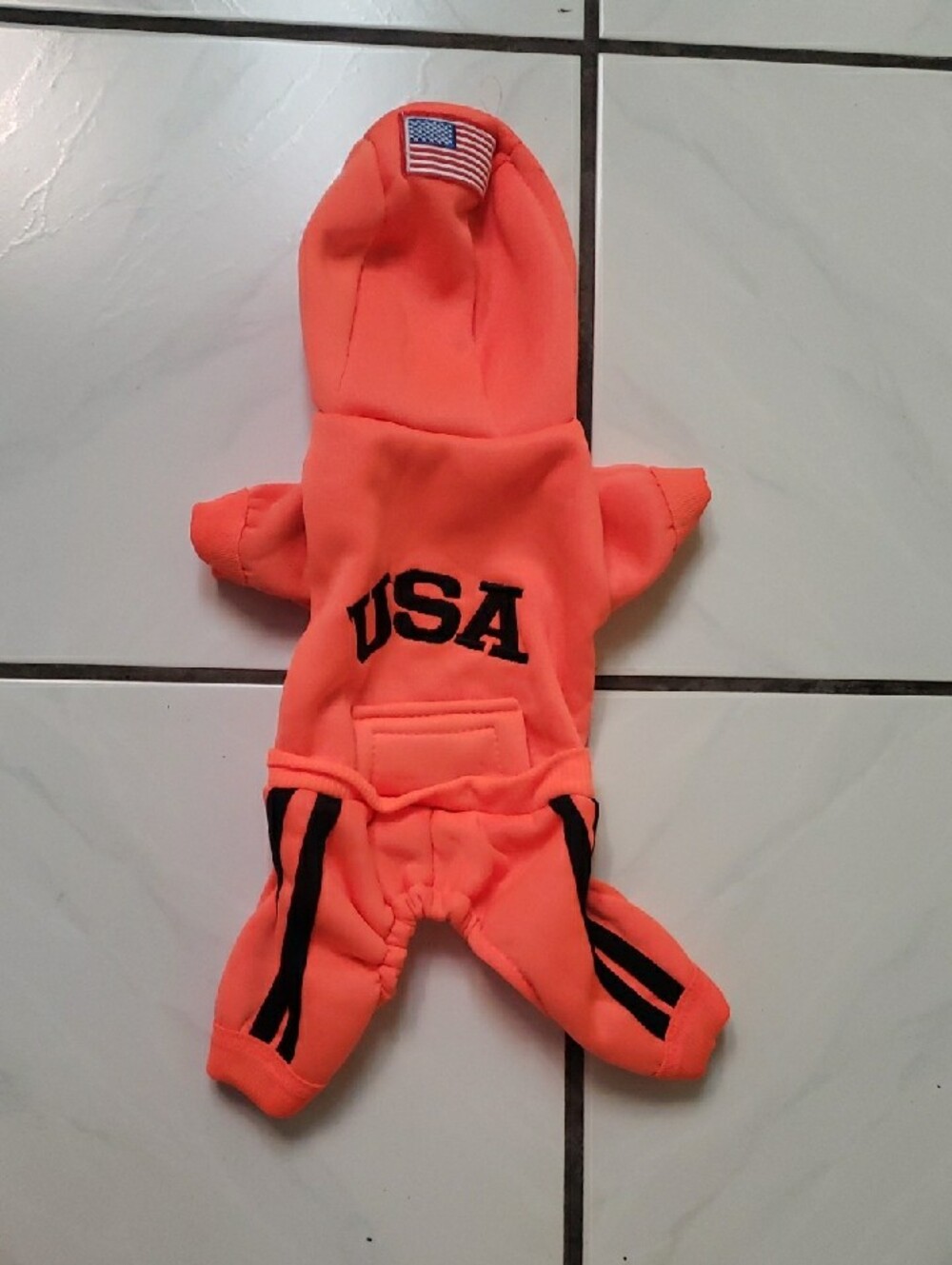 Brand new "USA" Neon Orange Dog Hoodie, small dog